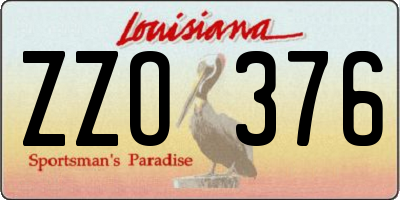 LA license plate ZZO376