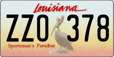LA license plate ZZO378