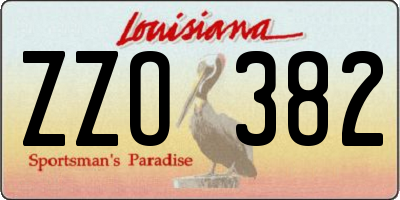 LA license plate ZZO382