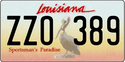 LA license plate ZZO389