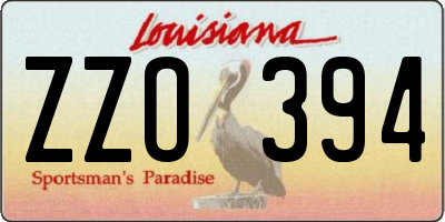 LA license plate ZZO394