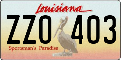 LA license plate ZZO403