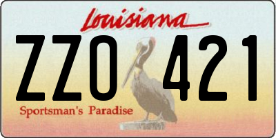 LA license plate ZZO421