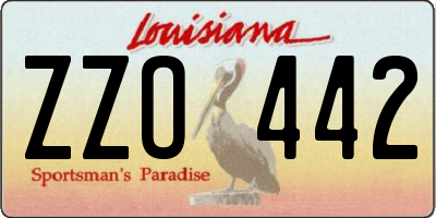 LA license plate ZZO442