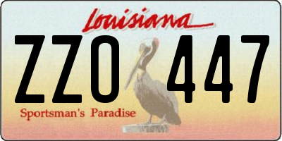 LA license plate ZZO447