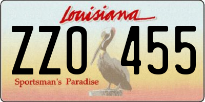 LA license plate ZZO455