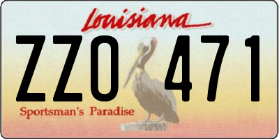 LA license plate ZZO471