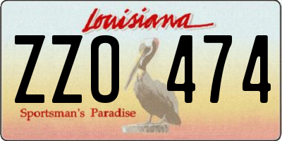 LA license plate ZZO474