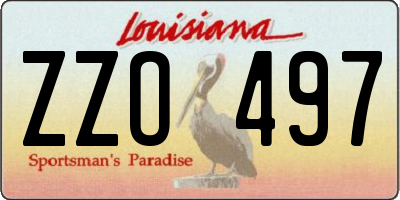 LA license plate ZZO497