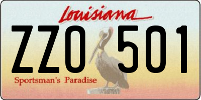 LA license plate ZZO501