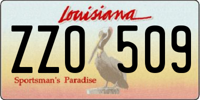 LA license plate ZZO509
