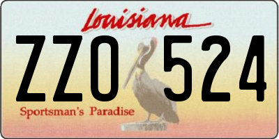 LA license plate ZZO524