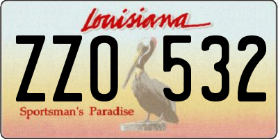 LA license plate ZZO532