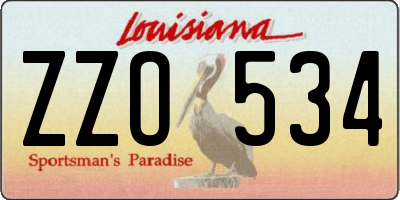 LA license plate ZZO534