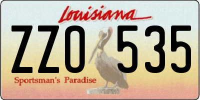 LA license plate ZZO535