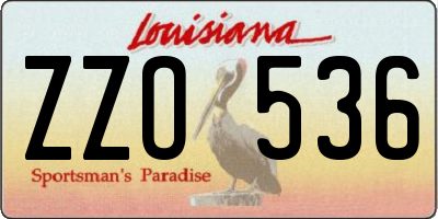 LA license plate ZZO536