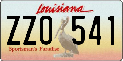 LA license plate ZZO541