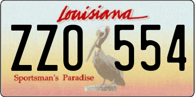 LA license plate ZZO554