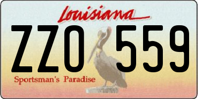 LA license plate ZZO559