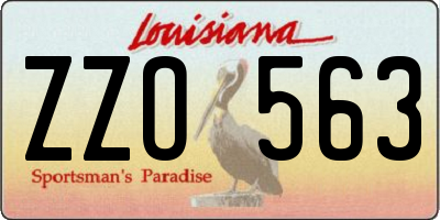 LA license plate ZZO563