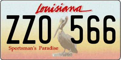 LA license plate ZZO566