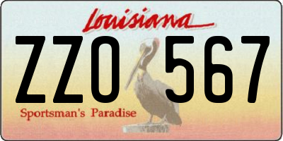 LA license plate ZZO567