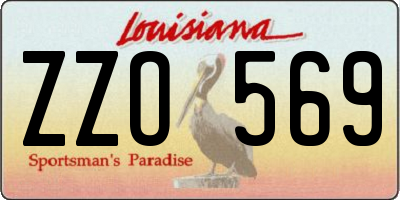 LA license plate ZZO569