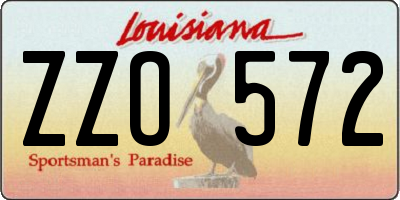 LA license plate ZZO572