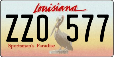 LA license plate ZZO577