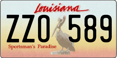LA license plate ZZO589