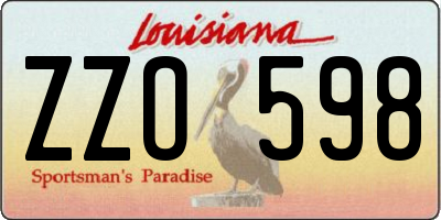 LA license plate ZZO598