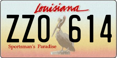 LA license plate ZZO614