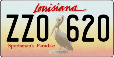 LA license plate ZZO620