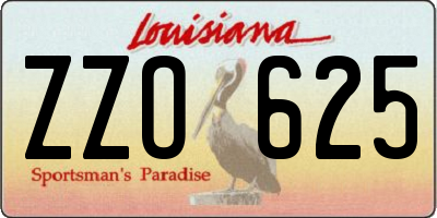 LA license plate ZZO625