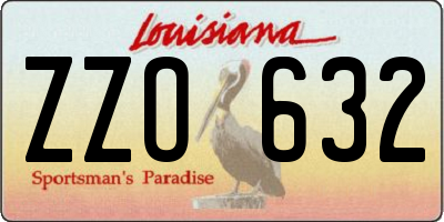 LA license plate ZZO632