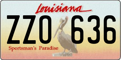 LA license plate ZZO636