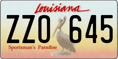 LA license plate ZZO645