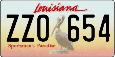 LA license plate ZZO654