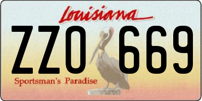 LA license plate ZZO669