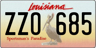 LA license plate ZZO685