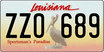 LA license plate ZZO689