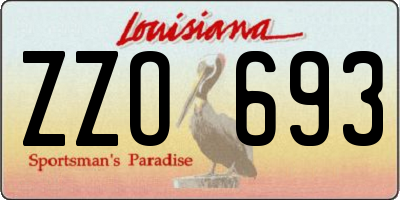 LA license plate ZZO693