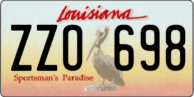 LA license plate ZZO698