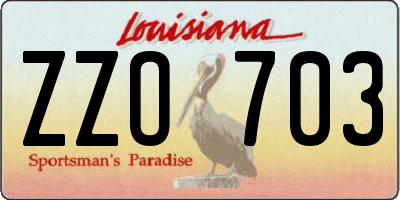 LA license plate ZZO703