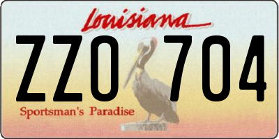 LA license plate ZZO704