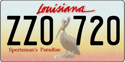 LA license plate ZZO720