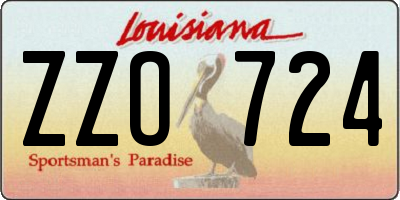 LA license plate ZZO724