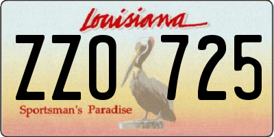 LA license plate ZZO725