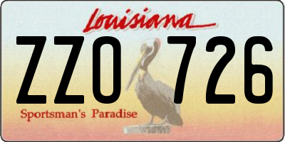 LA license plate ZZO726