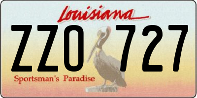 LA license plate ZZO727
